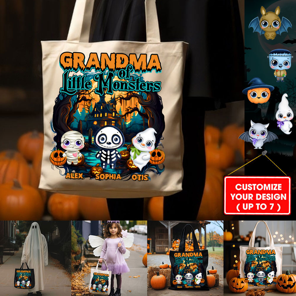 Happy Halloween - The Little Monsters - Custom Name - Personalized Tote Bag, Halloween Gift