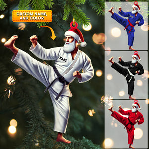 Karate Santa Ornament, Personalized Ornament