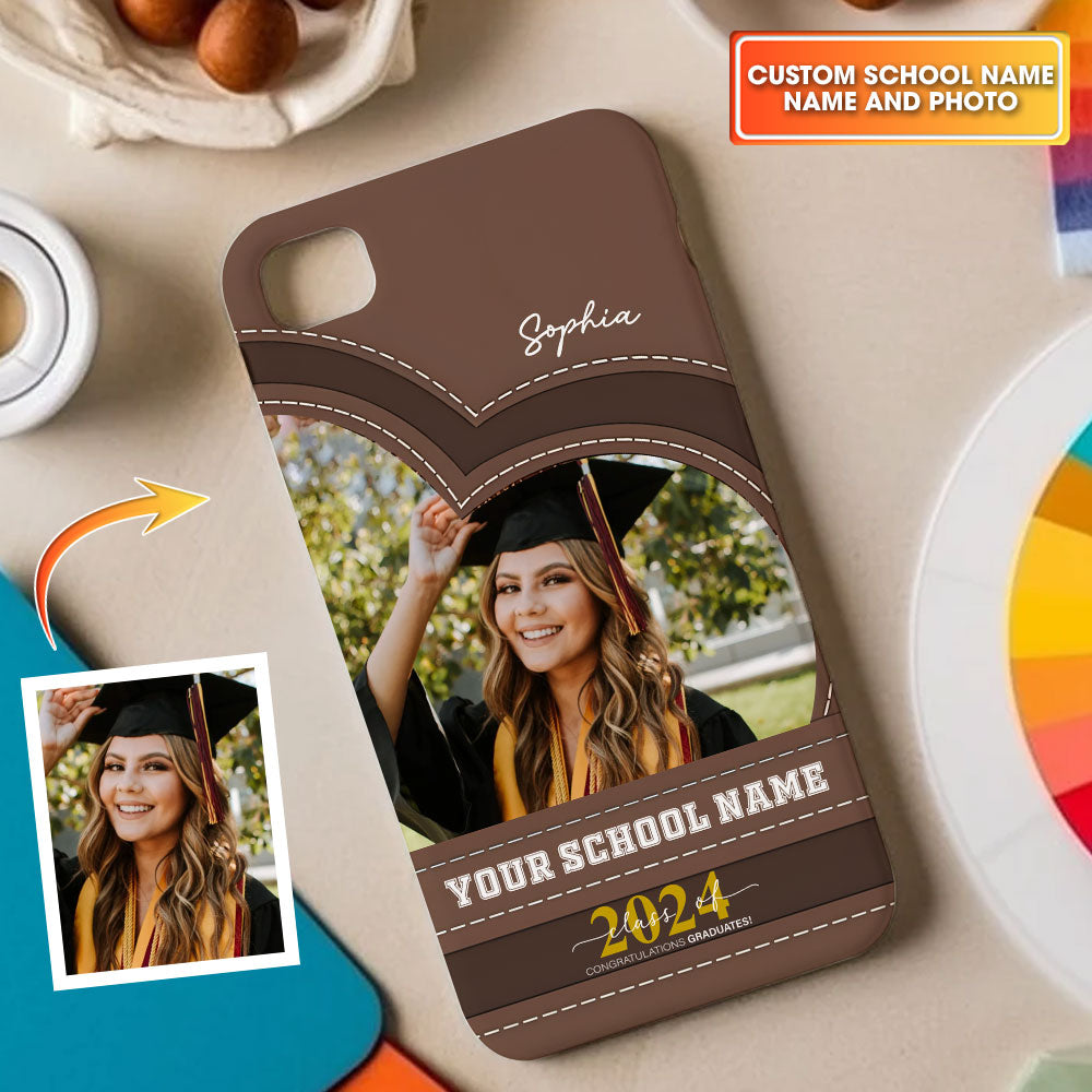 Congratulation Graduated, Custom Photo And Texts Graduation Phone Case - Personalized Phone Case, Graduation Gift