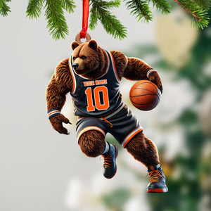 Custom Ornament, Basketball Bear Ornament, Christmas Decor