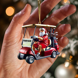 Golf Cart Santa Christmas Ornament, Personalized Ornament