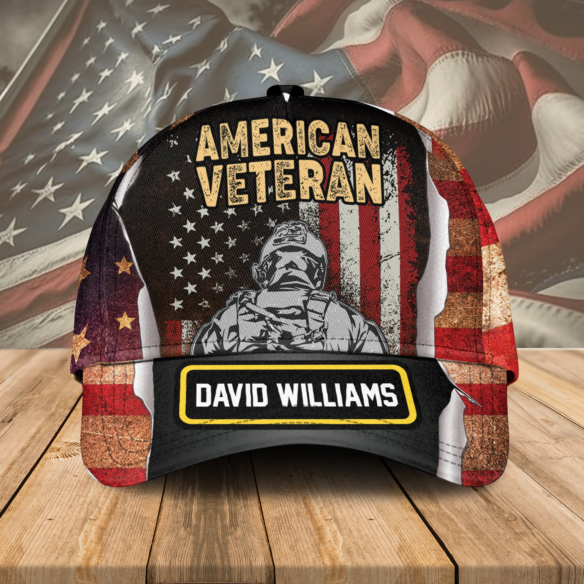 American Veteran, Customized Name Cap - Gift For Veteran