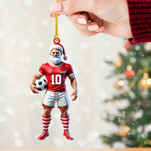 Santa Soccer Player Ornament, Personalized Ornament