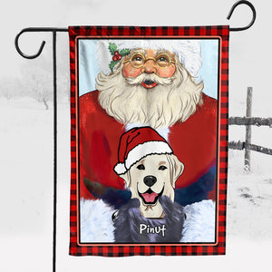 Santa With Christmas Dog - Custom Dog And Name Flag - Christmas Gift, Gift For Pet Lovers