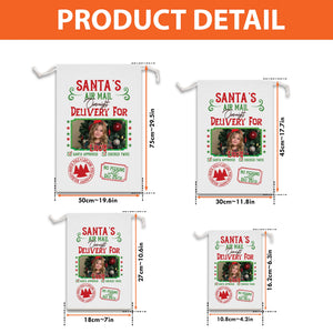 Santa Delivery Custom Photo And Name, Personalized String Bag, Christmas Gift