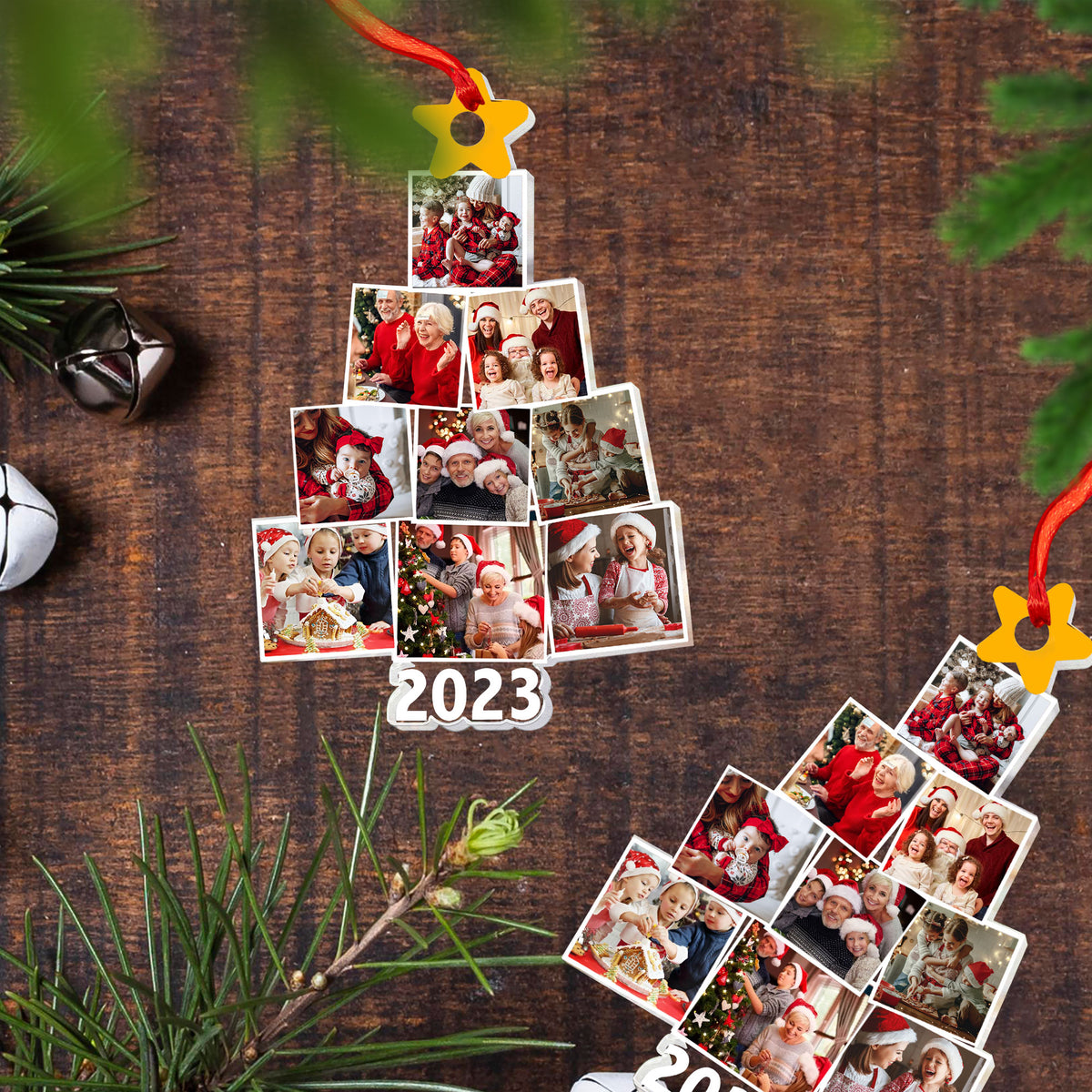 Custom Photo And Name, Personalized Acrylic Ornament - Christmas Family - Christmas Gift For Family