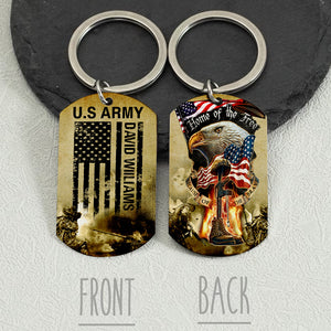 U.S Army - Personalized Home Of The Free Veteran Keychains - Gift For Veterans