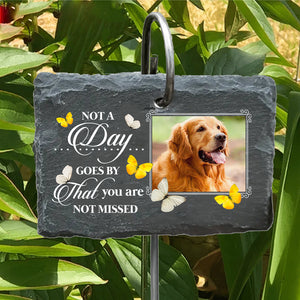 Not A Day Goes By That You Are Not Missed - Personalized Garden Slate And Hook - Memorial Gifts