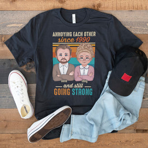 Annoying Each Other And Still Going Strong - Custom Appearance And Name - Personalized T-Shirt - Gift For Family, Husband & Wife, Grandpa & Grandma