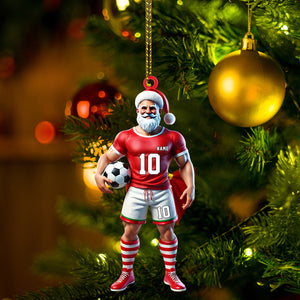 Santa Soccer Player Ornament, Personalized Ornament