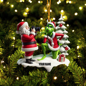 Santa Take Photo Home Decor Christmas Ornament, Personalized Ornament