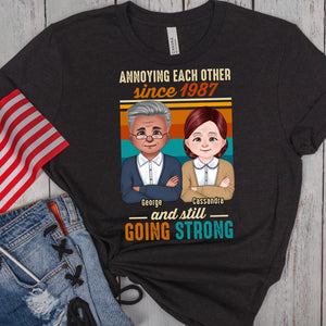 Annoying Each Other And Still Going Strong - Custom Appearance And Name - Personalized T-Shirt - Gift For Family, Husband & Wife, Grandpa & Grandma