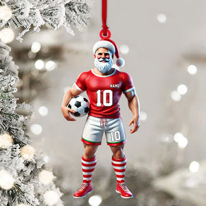 Santa Soccer Player Ornament, Personalized Ornament