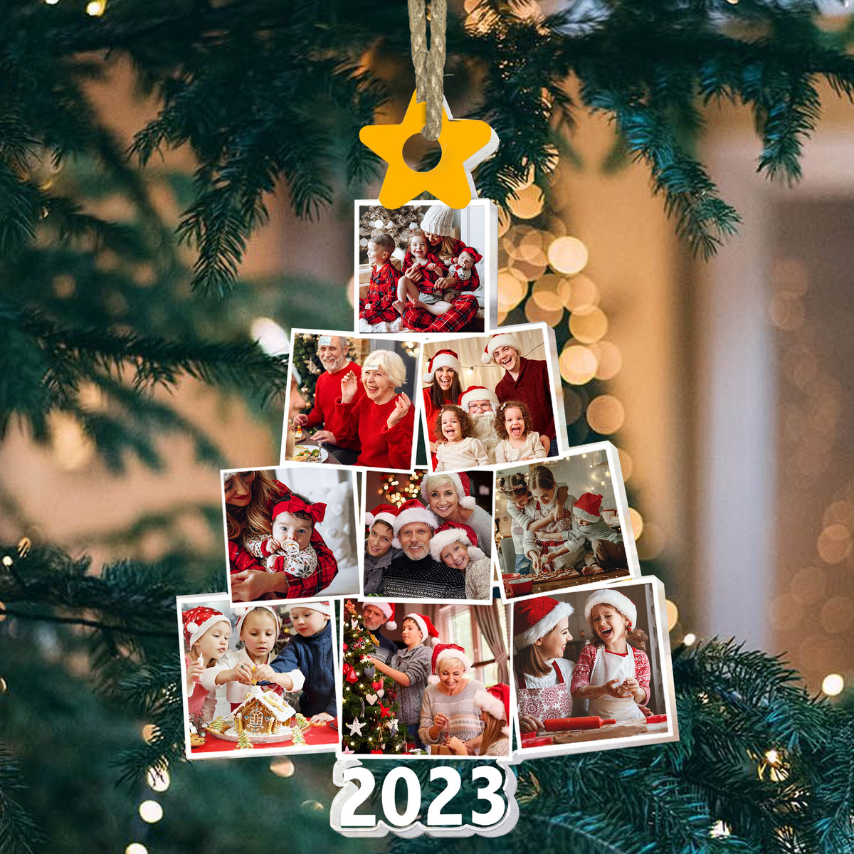 Custom Photo And Name, Personalized Acrylic Ornament - Christmas Family - Christmas Gift For Family