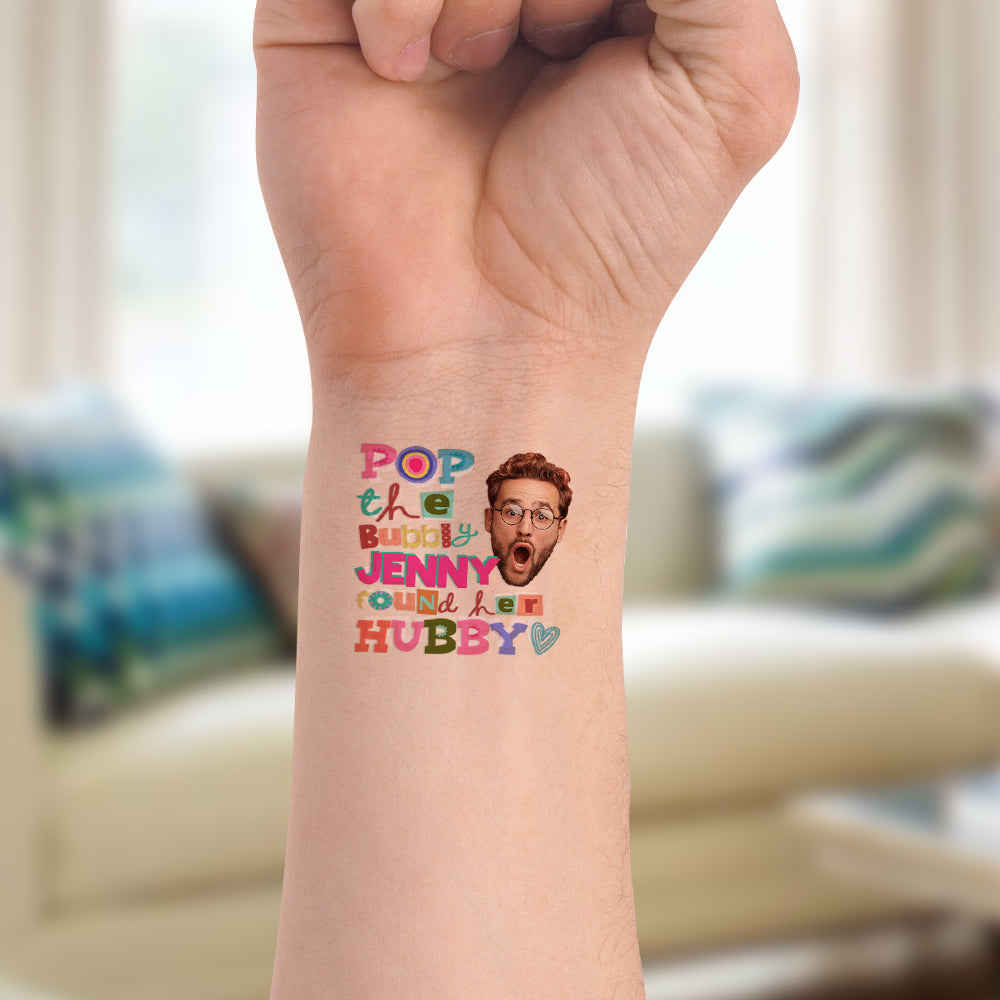 Custom Temporary Tattoo With Personalized Photo, Fake Tattoo, Gift For Husband Wife