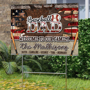 Personalized Baseball Dad Lawn Sign, Welcome To Our Family, Gift For Family