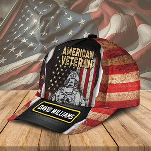 American Veteran, Customized Name Cap - Gift For Veteran