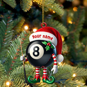 Billiard Santa Ball Christmas Ornament, Personalized Ornament