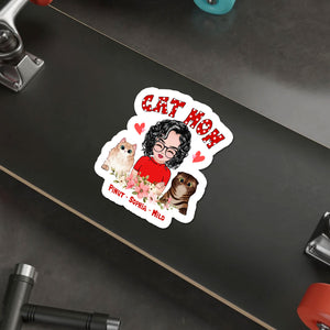 Personalized Woman And Cute Puppy, Cute Kitten Sticker, Gift For Dog Mom Cat Mom