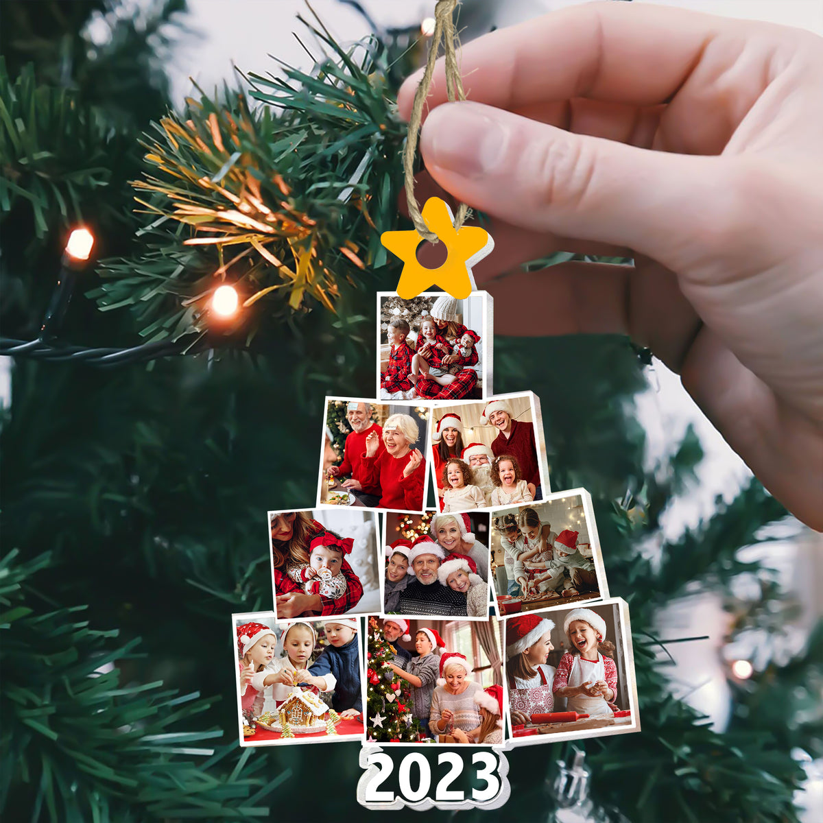 Custom Photo And Name, Personalized Acrylic Ornament - Christmas Family - Christmas Gift For Family