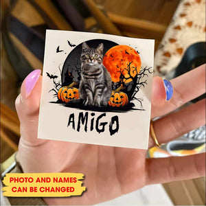 Halloween Pet Lover, Custom Face Photo And Texts Temporary Tattoo, Personalized Tattoo, Fake Tattoo