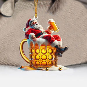 Beer Santa Home Decor Christmas Ornament, Personalized Ornament