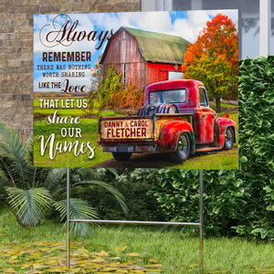 Always Remember There Was Nothing Sharing Like The Love Let Us Share Our Names,Personalized Lawn Sign, Wedding Gift