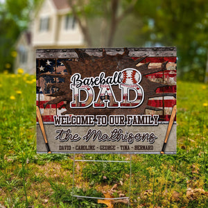 Personalized Baseball Dad Lawn Sign, Welcome To Our Family, Gift For Family