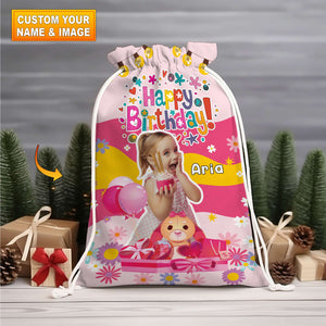 Happy Cute Kid Birthday Bag Personalized Christmas String Bag