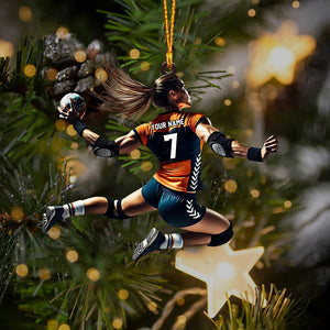 Handball Woman Home Decor Christmas Ornament, Personalized Ornament