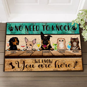 No Need To Knock - We Know You Are Here - Personalized Cat Dog Doormat, Pet Lovers Gift