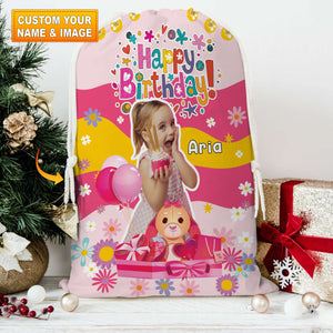 Happy Cute Kid Birthday Bag Personalized Christmas String Bag