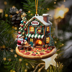 Pizza Santa Home Decor Christmas Ornament, Personalized Ornament