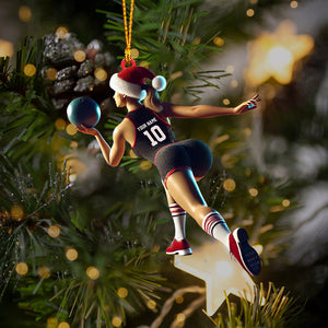 Bowling Woman Home Decor Christmas Ornament, Personalized Ornament