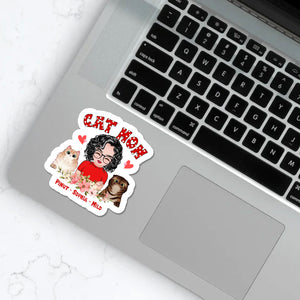 Personalized Woman And Cute Puppy, Cute Kitten Sticker, Gift For Dog Mom Cat Mom