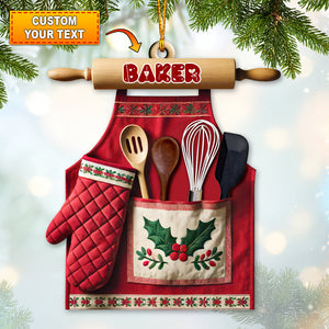 Custom Name Baker Ornament, Christmas Gift for Baker Lover