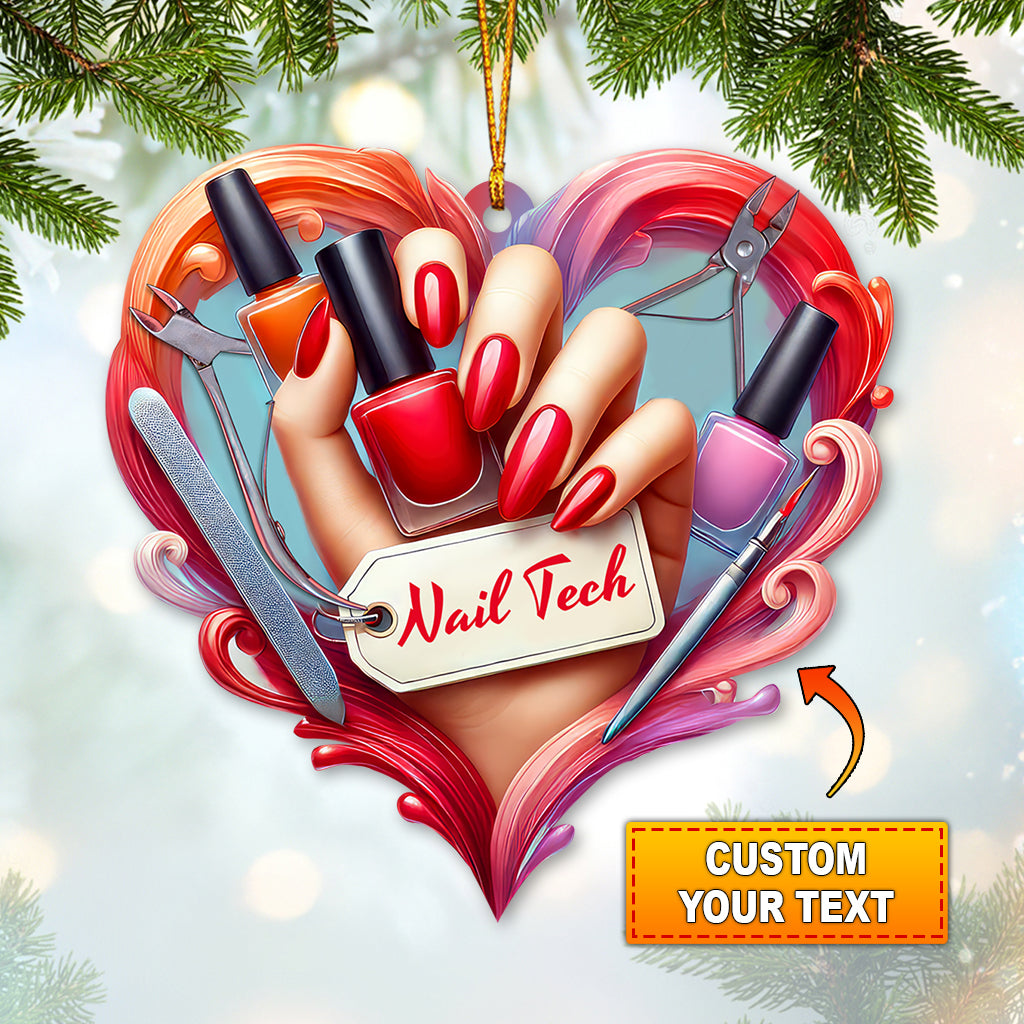 Custom Name Nail Tech Ornament, Christmas Gift for Nail Artist