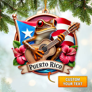 Custom Name Puerto Rico Ornament, Christmas Gift for Puerto Rico Lover