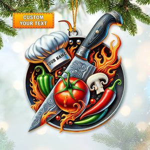 Custom Name Chef Ornament, Christmas Gift for Cooking Lover