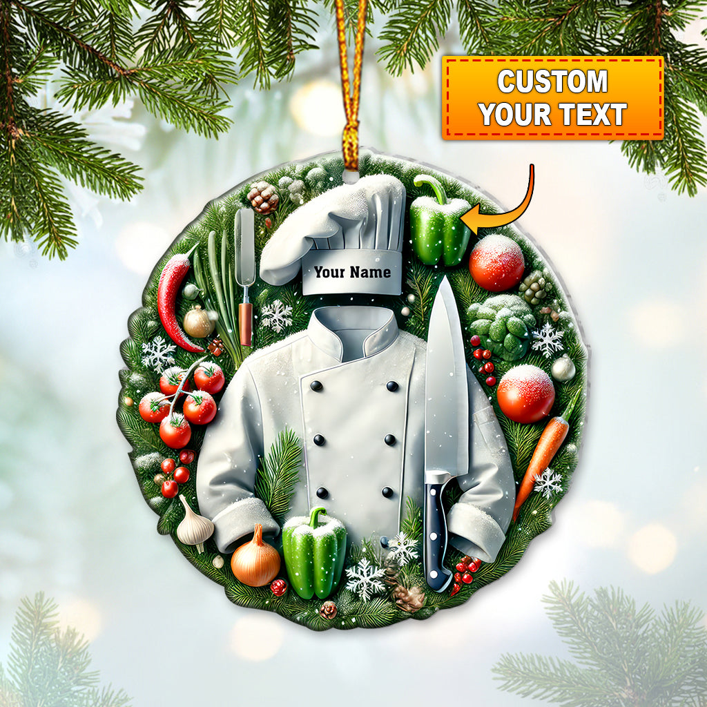 Custom Name Chef Ornament, Christmas Gift for Cooking Lover