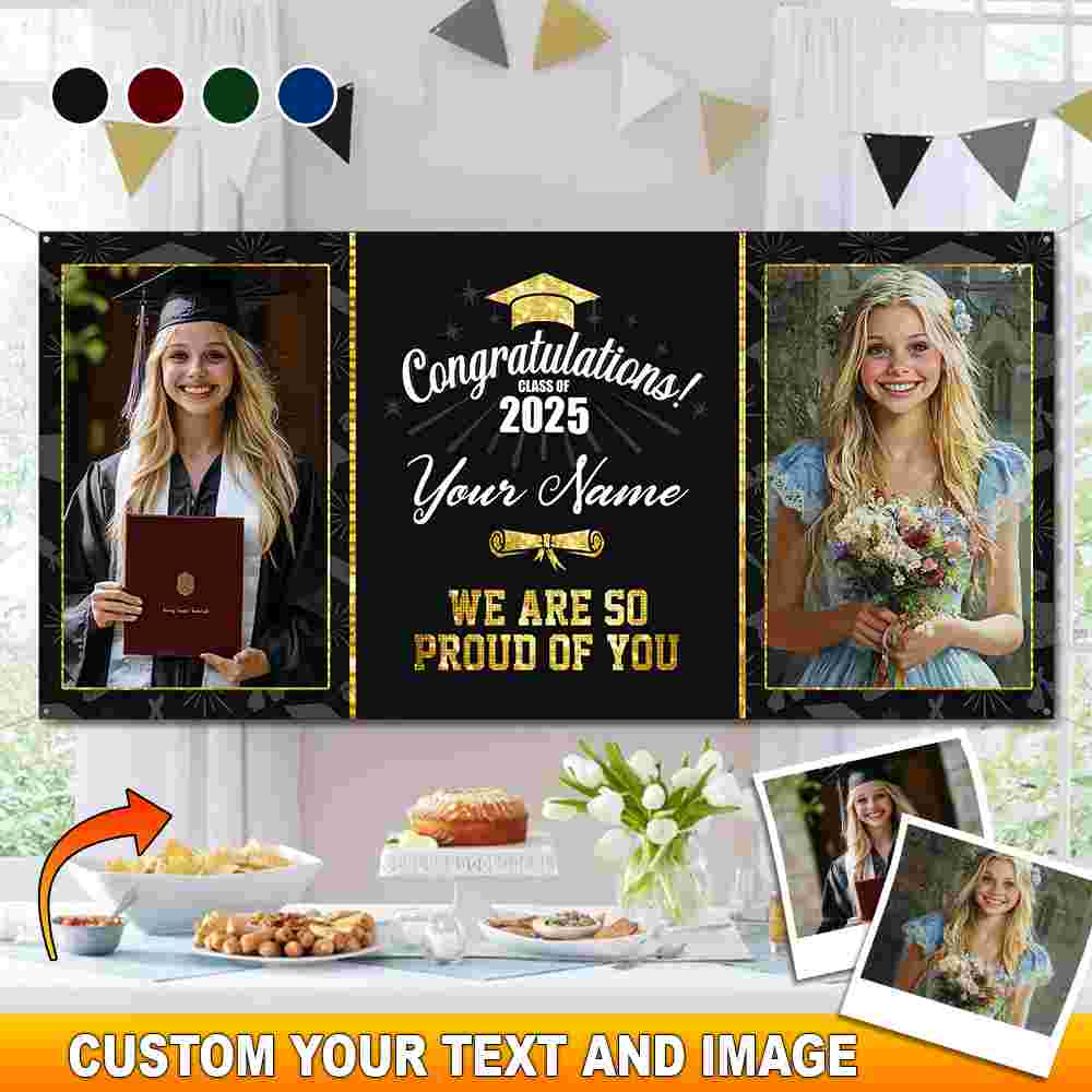 Congrats Class Of 2025- Personalized Graduated Classic Banner - Decoration Gifts