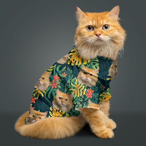 Personalized Cutie Kitty Hawaiian Shirt, Custom Pet Photo Gift