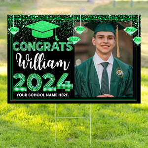 Congrats Class Of 2024, Custom Color, Photo And Texts, Personalized Lawn Sign, Yard Sign, Gift For Graduation