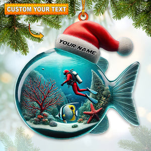 Diver Home Decor Christmas Ornament, Personalized Ornament