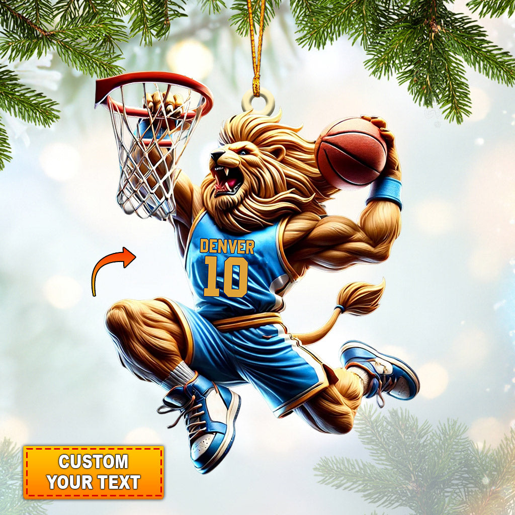 Lion Basketball Christmas Ornament, Personalized Ornament