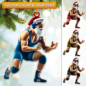 Wrestler Santa Home Decor Christmas Ornament, Personalized Ornament