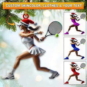 Tennis Woman Home Decor Christmas Ornament, Personalized Ornament