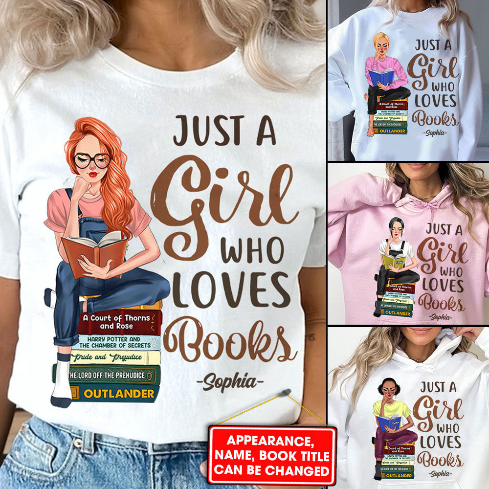 Just A Girl Who Loves Books - Custom Appearance And Name - Personalized Hoodie