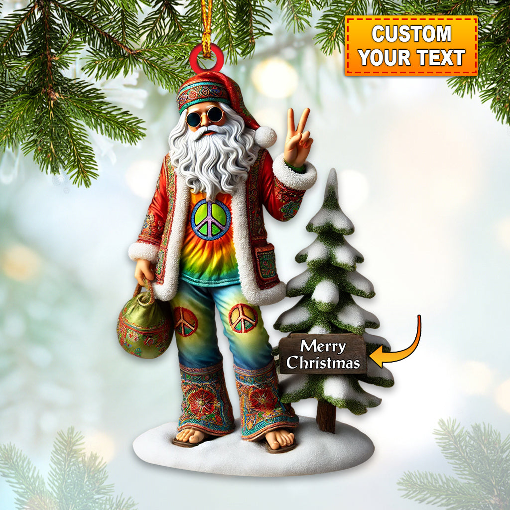 Santa Wearing Hippie Christmas Ornament, Personalized Ornament