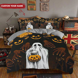 Ghostly Whispers Halloween - Custome Name - Personalized Bedding Set, Halloween Gift